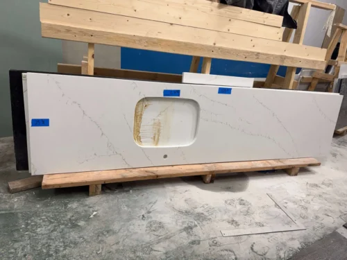 IMG_9058-scaled Quartz top, custom fab for a project that changed layout. 2 available info on pic., sink included. Adjustments can be made to tops.