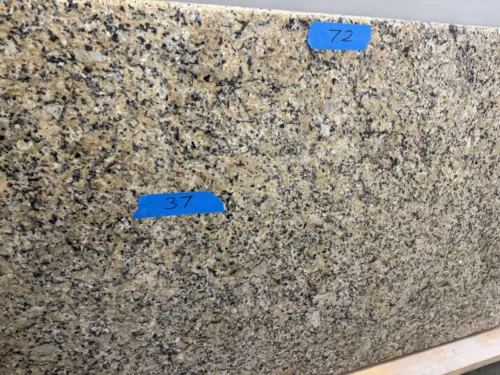 IMG_9069-scaled This granite slab features a classic speckled pattern with a mix of black, gray, and brown tones, offering a durable and timeless look. Its strong composition makes it ideal for small vanity tops, shower seats, window sills, door sills, or similar applications.