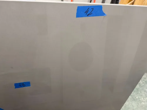 IMG_9070-scaled This gray concrete-look quartz is ideal for small projects like vanity tops, shower seats, or sills, offering a stylish, durable surface with a modern, industrial aesthetic. Its smooth texture and versatile design make it perfect for creating sleek, functional accents in bathrooms and other compact spaces.